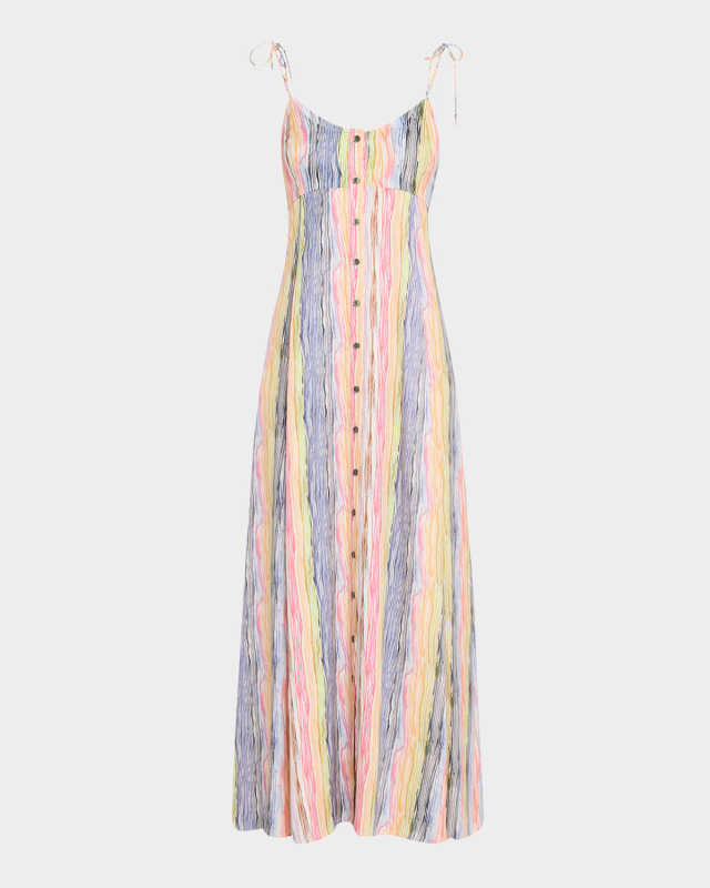 High Garden Striped Sleeveless Button-Front Maxi Dress